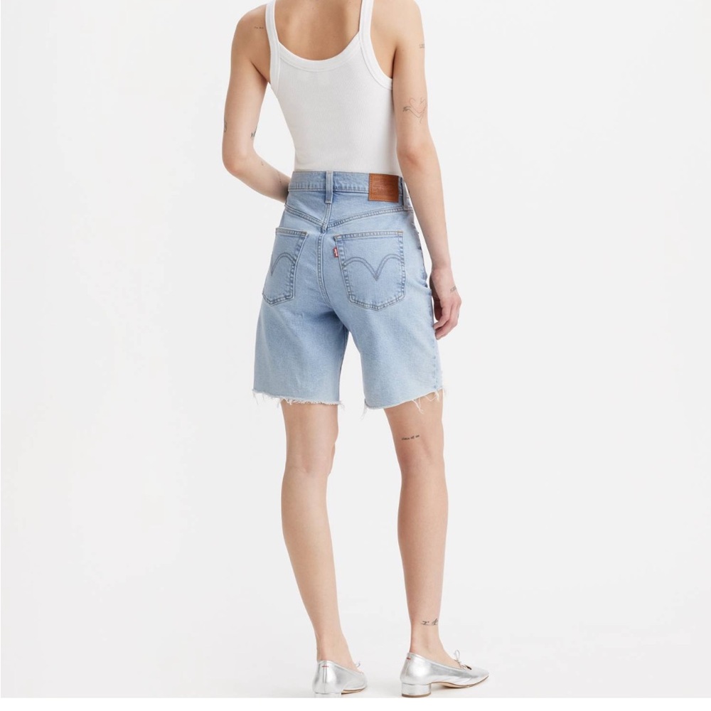 Levi's Premium Ribcage Bermuda Denim Shorts in Burst - Picture 12 of 12